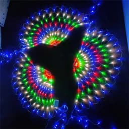 Novel Peacock Mesh Fairy Lights 8 Modes Christmas Led String Light for Birhday Party Outdoor Garden Patio WallRoof Decor Garland