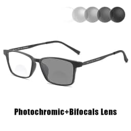 Small-frame Square Bifocals for Presbyopia Photochromic UV-protective Business Glasses for Men Classic Bifocal Reading Eyewear
