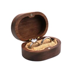 Handmade Walnut Wood Ring Box with Transparent Lid Romantic Engagement Jewelry Case for Couple Custom Engraved Personalized Name