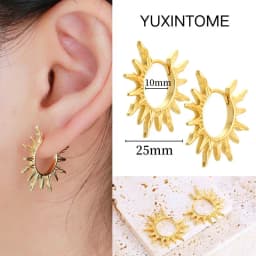 Pave Micro Crystal North Star Hoop Earrings Punk 925 Sterling Silver Ear Needle Twist Gold Earrings For Women Minimalist Jewelry