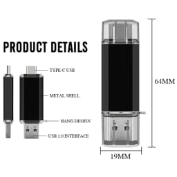 512GB OTG USB Flash Drive USB 3.0 Type C For iPhone ipad 128GB 256GB Pendrive Samsung Huawei Xiaomi Android Laptop Memory Stick