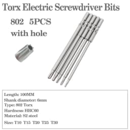 8pcs-11pcs 60mm/100mm long Torx screwdriver bit 800/801/802 electric screwdriver bit 4mm/5mm/6mm handle Screwdriver accessories