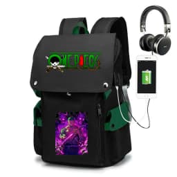 One Piece Zoro Print School Backpack Large Capacity Casual Daypack Travel Bag for Kids Teens
