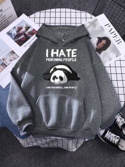 Cute Panda Sleeps Print New Women'S Sweatshirt Warm Vintage Pullover For Woman Fashion Korean Round Neck Hoodie Female