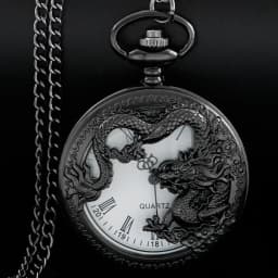 Antique Exquisite Flying Dragon Embossed Quartz Pocket Watch Men's Necklace Pendant Clock Women's Jewelry Accessories Gift