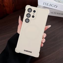 Four Corner Anti Falling Soft Magnetic Case Samsung Galaxy S25 S24 FE S23 Ultra Plus For Magsafe Wireless Charge Silicone Cover