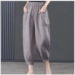 Ice Silk Cotton Linen High Waist Elastic Lantern Pants Women's Loose Harlan Pants Asymmetric Commute Sle Summer 2025