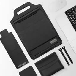Laptop Holder Case for MacBook Pro Air 16 15.4 13.3 12 11 Bag PU Leather Sleeve Detachable Notebook Cover with Phone Holder
