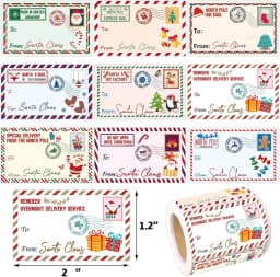 Christmas Gift Tags Stickers 200 Pcs From Santa Name Tags for Christmas Presents Gifts Self Adhesive Labels
