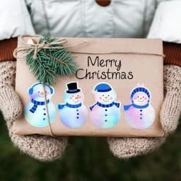 500Pcs Winter Snowman Stickers Roll Holographic Laser Stickers Xmas Cartoon Decals for Kids Envelope Journal Decor Party Supply