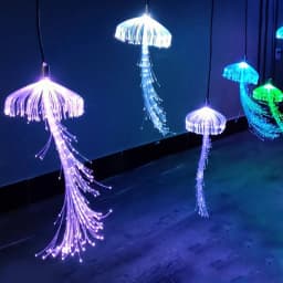 MEMEOKON 10pcs 12V Fiber Optic Jellyfish String Chandeliers Outdoor Christmas Garland Party Garden Tree Lights
