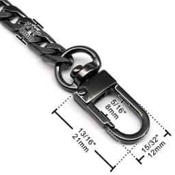 Purse Chain Strap Flat Chain Strap Handbag Chains with Metal Buckles for Wallet Purse Bags Replacement Strap
