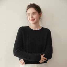 Cashmere Sweater Women Winter Knitted Solid Color Round Neck Pullover Warm Thickened Double Strand Autumn New Fried Dough Twists
