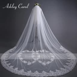 Ashley Carol Customized Wedding Veils With Comb Lace custom made length Cathedral Wedding Veil Wedding Accessories