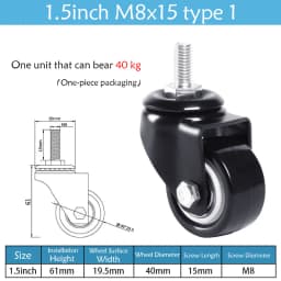 1.5-5 Inch Polyurethane Swivel Caster M6/M8-M12 Screw For Furniture Wheel Caster Wheels 360° Caster Wheel Industrial With Brake