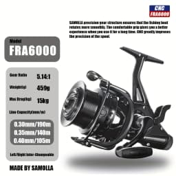 CAZULO New dual brake spinning wheels, seamless slanted mouth wire cup front and rear brakes, long throw carp wheels
