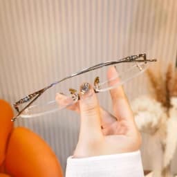0~ +4.0 Frameless Anti Blue Light Reading Glasses Neutral Ultra Light Presbyopia Large Frame Shows Youthfulness Metal Frame