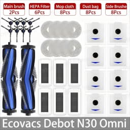 Ecovacs Debot N30 Omni / N30 Pro Omni Robot Vacuum Replacement Part Accessory Main Side Brush Hepa Filter Mop Dust Bag