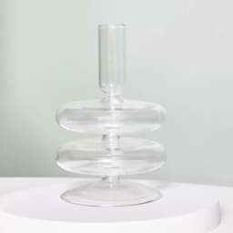 Floriddle Taper Candle Holders Glass Candlesticks for Home Wedding Table Decoration Glass Vase Table Bookshelf Candles Stand