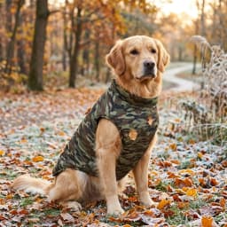 Winter Warm Clothes for Medium Large Dogs Windproof Padded Dog Vest Jacket with D-ring Fashion Camouflage Print Labrador Outfits