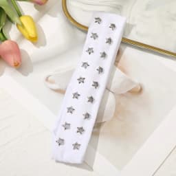 New Metal Rock Hollow Eyelet Elastic Headband Star Air Eye Studded Headbands Fabric Wide Hollow Eyelets Hair Bands Punk