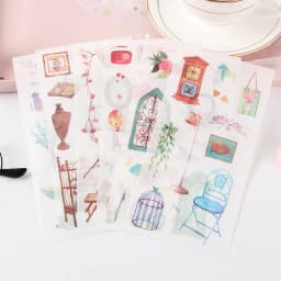 6 sheets/pack Cute Stickers Flower Cat Butterfly Washi Paper Stickers Pack Scrapbooking Supplies Japanese Kawaii Stationery