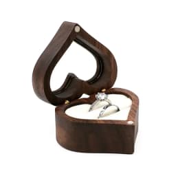 Classical Heart Shape Wedding Ceremony Ring Box Walnut Wood Jewelry Boxes Proposed Wedding Jewellery Storage Organizer Ring Box
