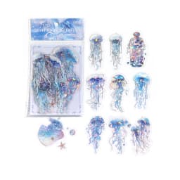 JIAMEI 20pcs/pack Twinkle Jellyfish Stickers Laser Silver Collage Junk Journal DIY Srapbooking PET Aesthetics Decor Stickers