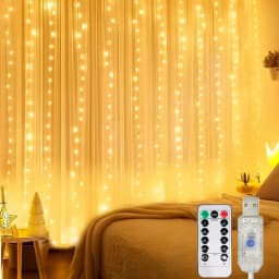 USB Remote LED Curtain Lights 8 Modes for Wedding Garden Party Bedroom Wall Window Home Decor Eid Decor LED Garland Lamp