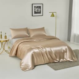 22mm Mulberry Silk Bedding Set Luxury Smooth Duvet Cover Set with Quilt Cover Bed Sheet Pillowcase for Twin Full King Queen Bed