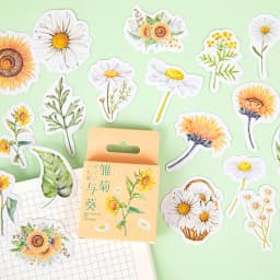 46pcs Gardenia Blossom Mini Paper Diary Stickers Pack for DIY Scrapbooking Decoration Labels Floral Theme