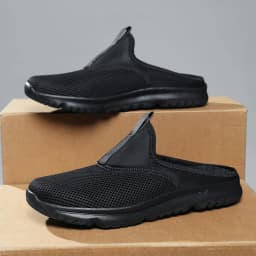 Plus Size 39- 47 Summer Men Half Slippers Lightweight Casual Shoes Outdoor Male Flat Slippers Anti-slip Mesh Slip on Loafers