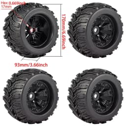 4PCS 17mm Hex 1/8 RC Monster Truck Wheel Tyre Hub Rim Rubber Tire FOR RC Car Redcat HPI Kyosho Hobao Hongnor Team Losi GM DHK