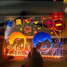 Light Up Acrylic Message Board Night Light Rewritable DIY Children's Glowing Drawing Board Message Lamp With 7 Colorful Pens