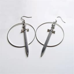 Golden Colour Goth Swords Earrings Long Gothic Medieval Tarot Viking Alternative Statement Women Men Gift Mystical Jewellery