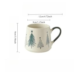 Christmas Tree Ceramic Mug Pine Pattern Coffee Milk Drinking Cup For Home Office Breakfast Daily Beverage Table Party Use