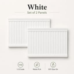 1:12 Dollhouse Wainscoting Panels Miniature Wall Decor, Matte PLA Glue-On Beadboard Trim, 5 Colors for DIY Dollhouse Rooms