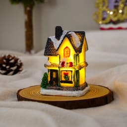 AlliLit Christmas Decoration 2026 New Year Night Light LED Snow House Sculpture Home Resin Crafts Xmas Ornaments Gift