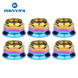 Wanyifa Titanium Nut M6/M8/M10/M12 Flange Lock Nuts for Cycling Modification 6pcs