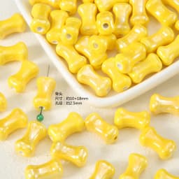 Exclusive Hand-painted Yellow Ceramic Straight Hole Bead Jewelry For Summer