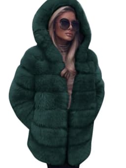 Faux Fox Fur Coats Women Mid Length Jacket Y2k Hooded Coverd Button Long Sleeve Thick Warm Fur Loose Casual 2025 Autumn Winter