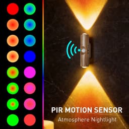 Double Head RGB LED Night Light with Motion Sensor Rechargeable Magnetic Wall Lamp for Cabinet Hallway Stair Mood Ambient Light