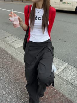 Stylish Loose Wide Leg Casual Pants Simple Elegant Layering Fake Two-Piece Design Street Retro Feel High Waist Straight Leg