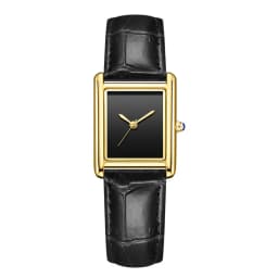 Luxury Watch for Men Square Rectangle Reloj Sliver Orologio Black Leather Strap Stainless Steel Quartz Wristwatch Male Man Clock