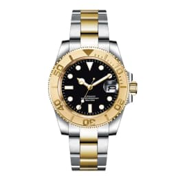 Custom Logo 40MM Luxury NH35 Automatic Watch Two Tone Gold Sapphire Glass Ceramic Bezel Men Diver Watches Male reloj hombre