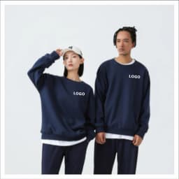 100% Cotton For Warmth Customized Letter Picture Logo Loose Solid Color Fit Round Neck Men Women Fashionable Couple Sweatshirt