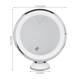 Suction Cup Makeup Mirror with 3 Light Colors Alloy 22 LED Lamp Beads 10x Magnify Rotating Mirror Easy Install Battery Powered