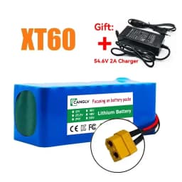 High-Capacity 13S2P 48V 7000mAh 18650 Lithium Battery Pack for Electric Vehicle Motorcycle DIY Kit with 15A BMS 54.6V 2A Charger