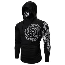 HKSH Spring Summer Elastic Hooded T-shirts Men's Tide Dark Ninja Sweatshirt Skull Mask Streetwear Fashion Print Chic Tops HK1826