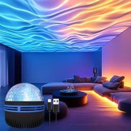 7Colors Water Ripple Projector Dynamic Rotating LED Night Light with Remote USB Powered Family Bedroom Romantic Ocean Decor Lamp